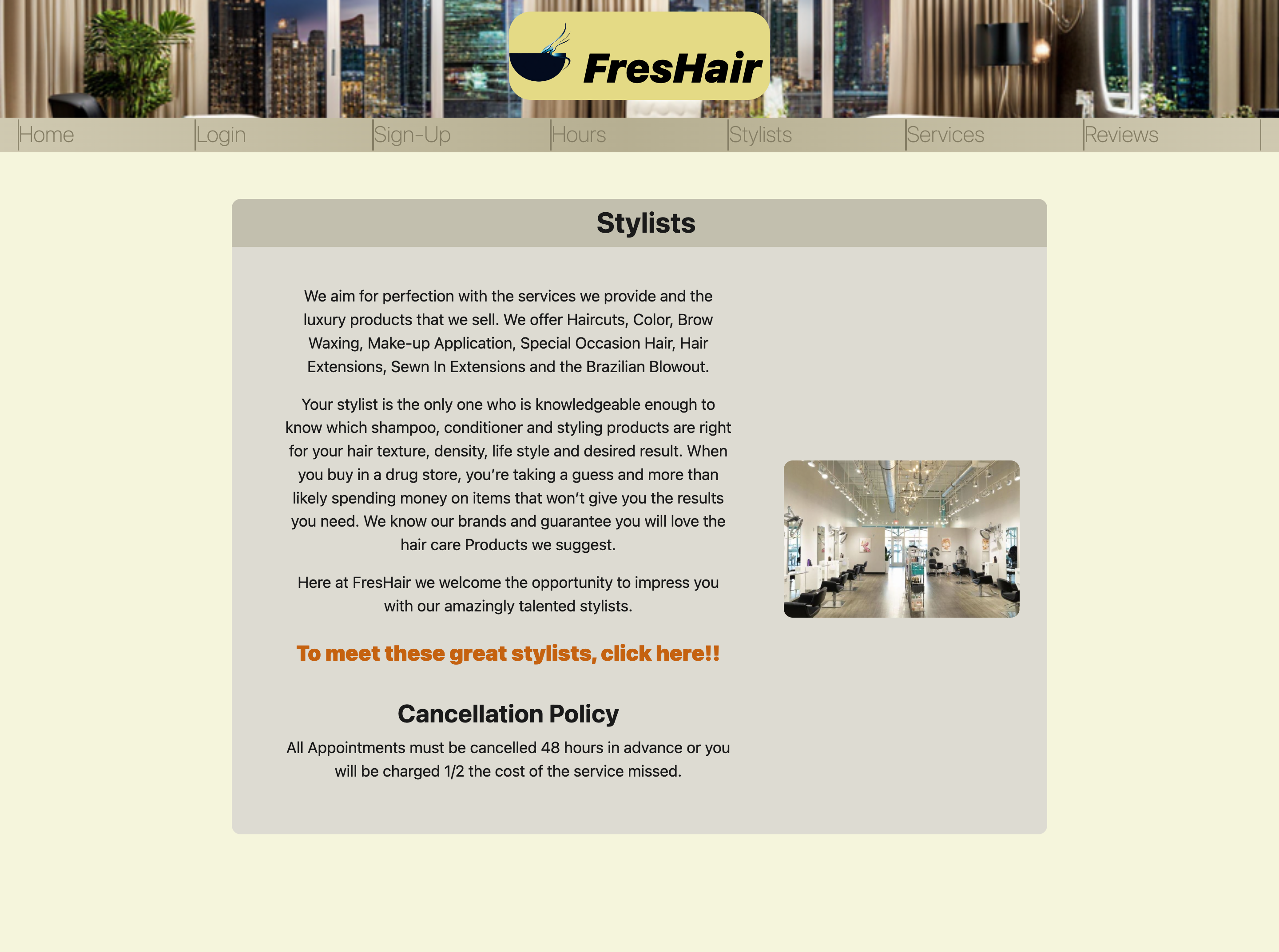 FresHair homepage