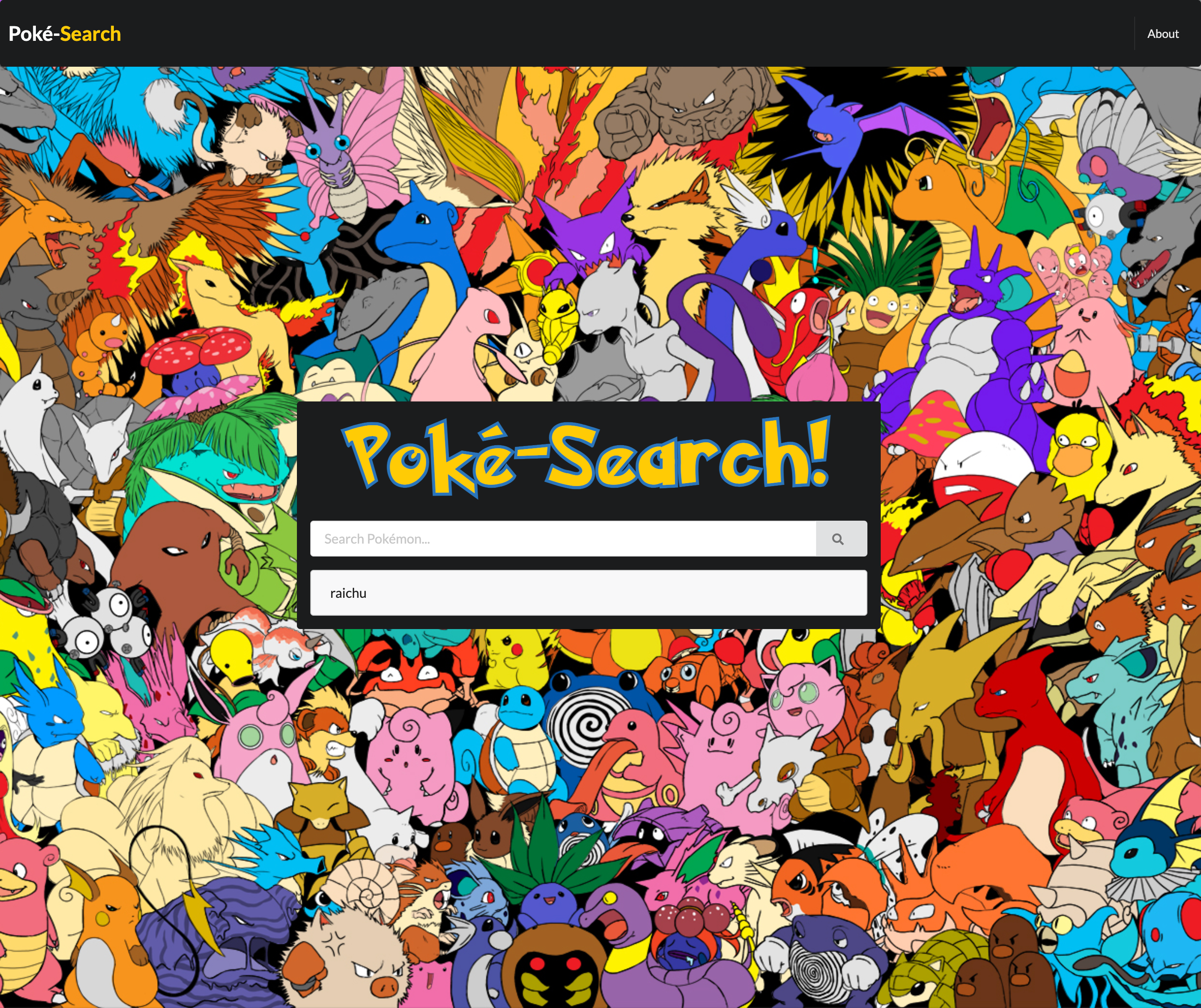 Poké-Search home page